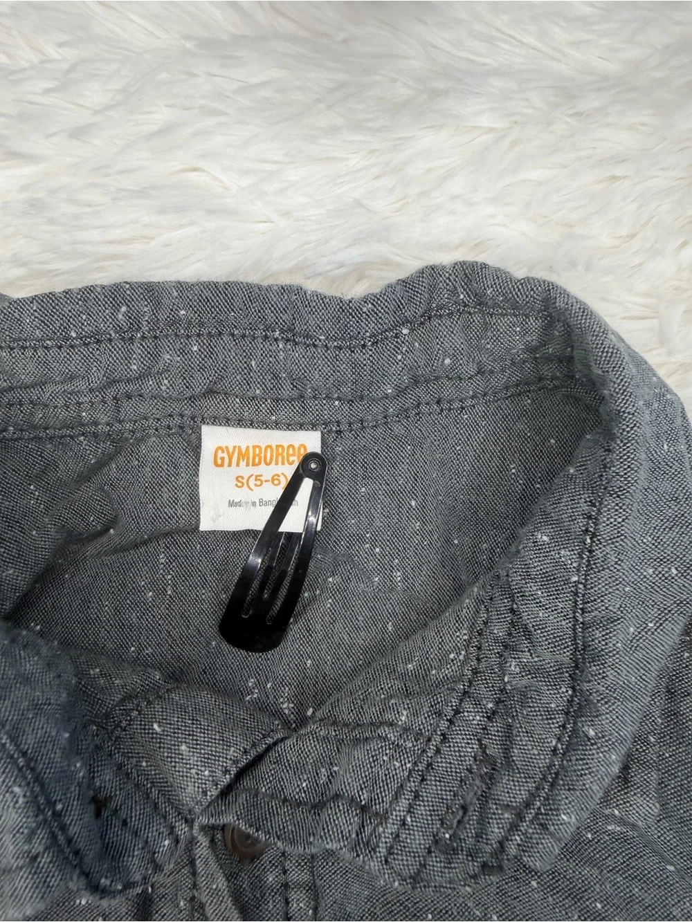 Kids Dark Gray Button-Up Shirt - Casual Long Sleeve Gymboree (5-6)